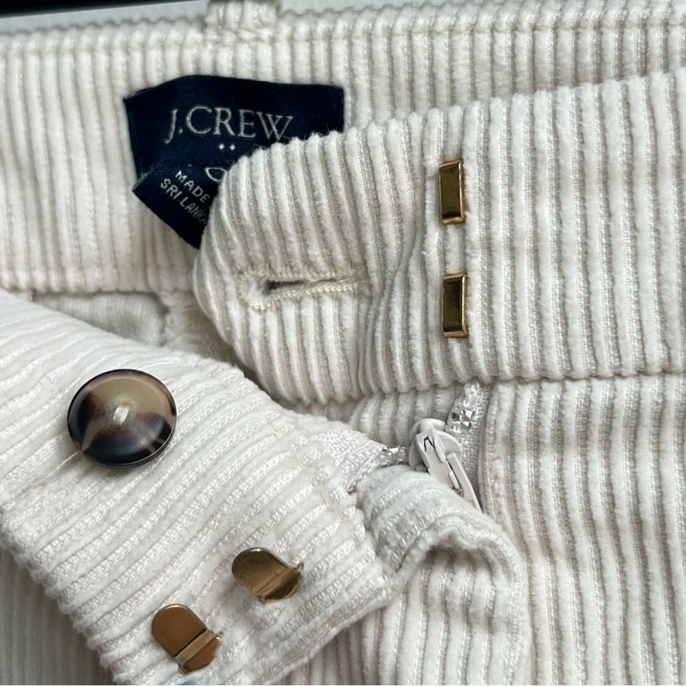 J Crew Factory Wide-leg corduroy trouser Women's Size 10 Tall Ecru Cream Preppy - Picture 8 of 14